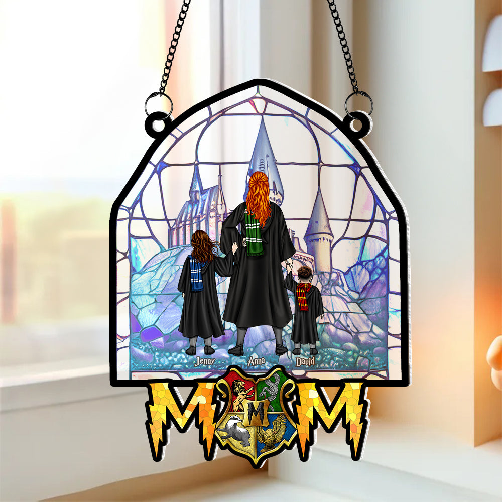 Personalized Gifts For Mom Suncatcher Ornament 01httn240424tm Witch and Kids-Homacus