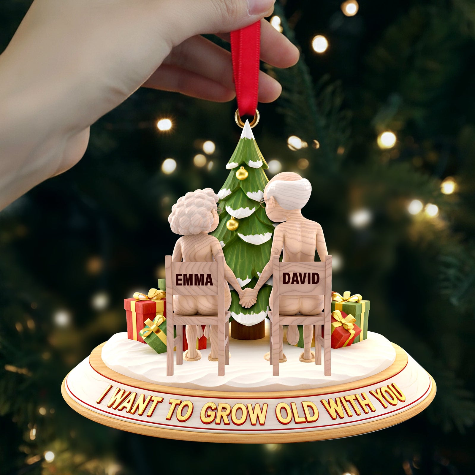 Growing Old Together Wood Ornament - Personalized Gifts For Couples 07OHLU131125-Homacus