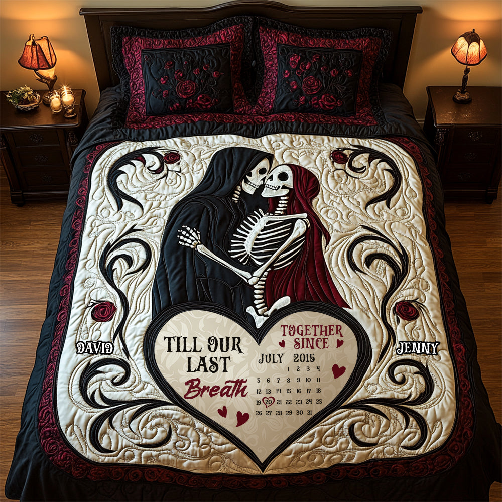 Skull & Rose - Personalized Anniversary Gifts For Couple Quilt Bed Set 04tgtn100725-Homacus
