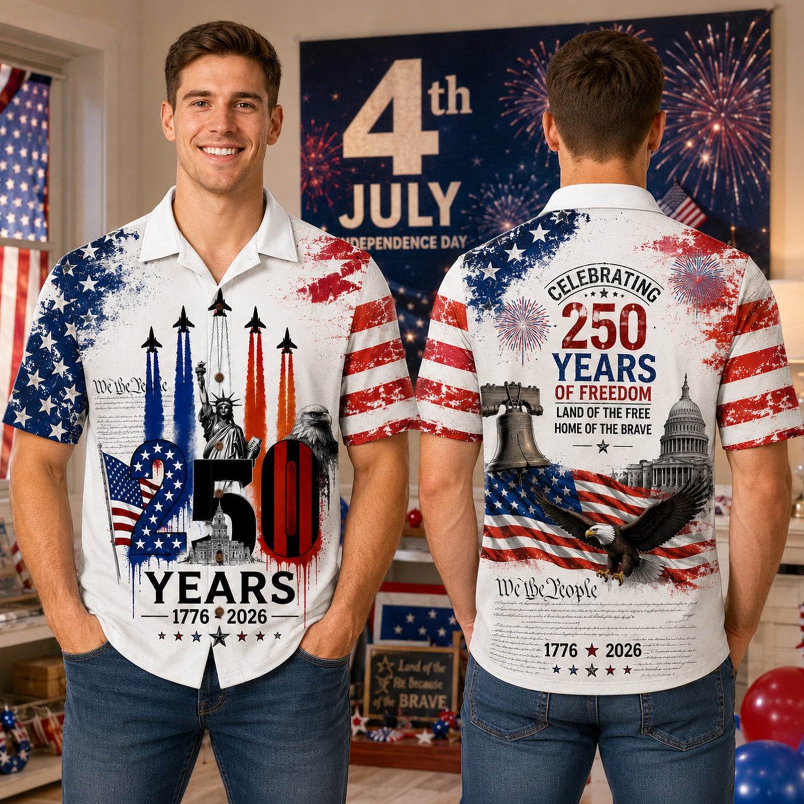 Proud American - Celebrated America 250th Anniversary Hawaiian Shirt - Gifts For Patriots 03nalu280526