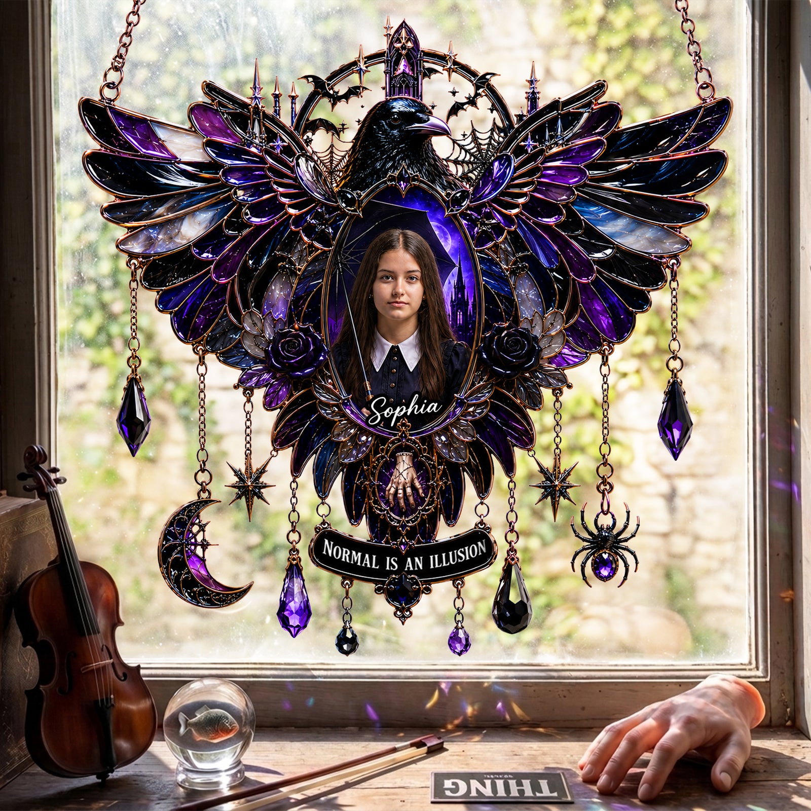Gothic Window Suncatcher Ornament Custom Photo Gifts for Fantasy Lovers 02HALU160726-Homacus