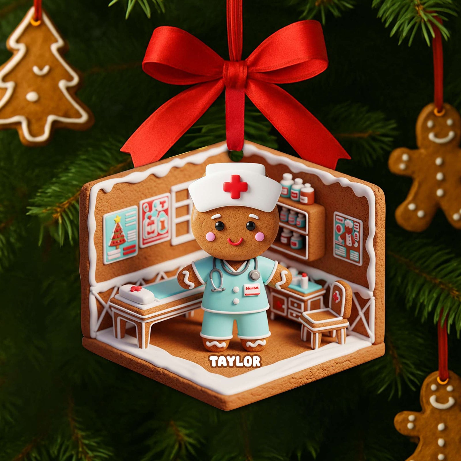 Nurse Gingerbread Christmas Wood Ornament - Personalized Gift For Nurses 06PGLU160825-Homacus