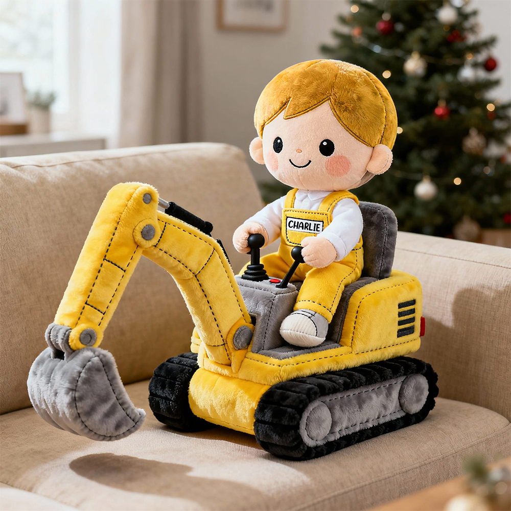Cute Kid Operating Excavator Custom Shape Pillow - Personalized Gifts For Kid 06QHDT081125-Homacus