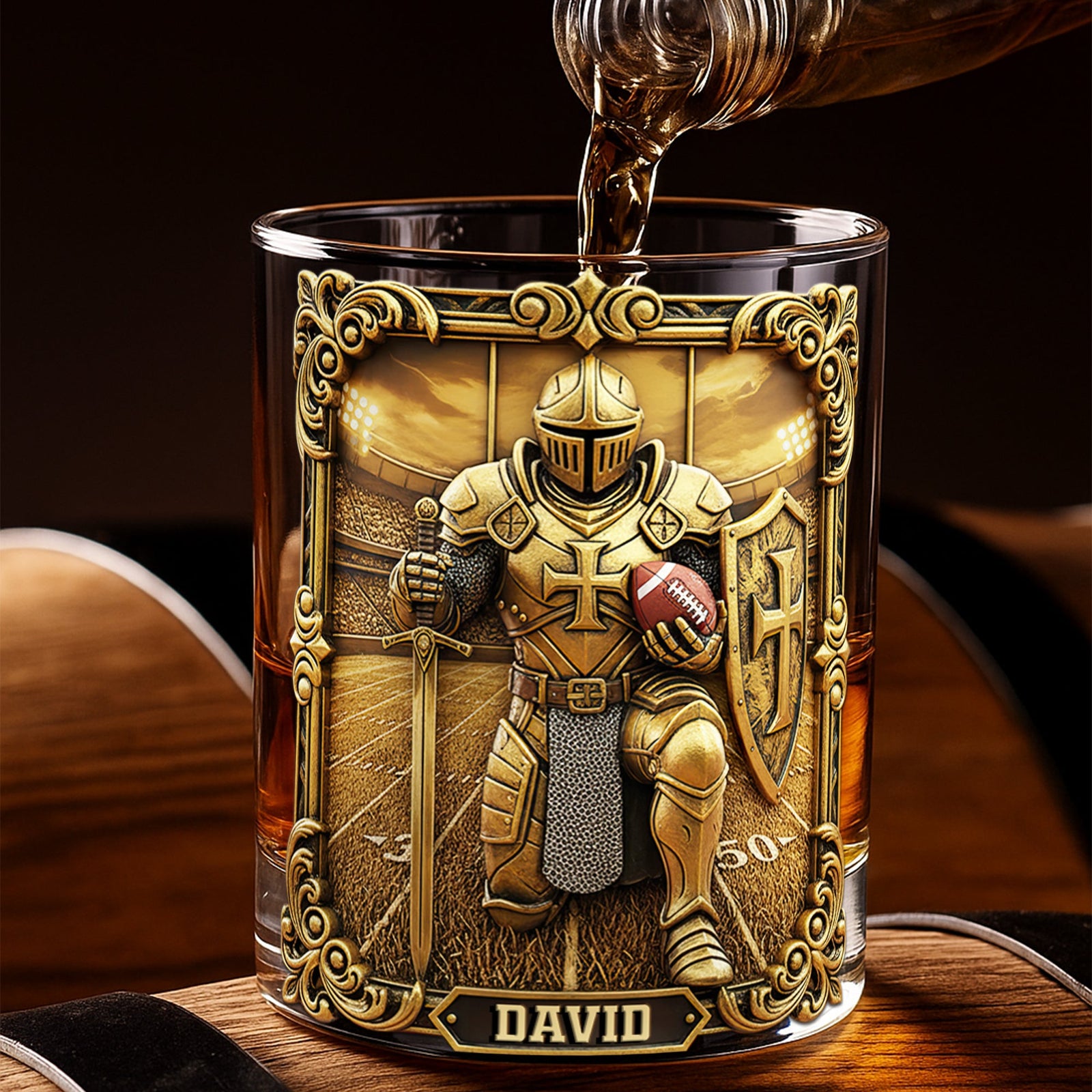 Kneeling Knight Sports Drinking Glass - Personalized Gifts For Christian 06HULU031025-Homacus