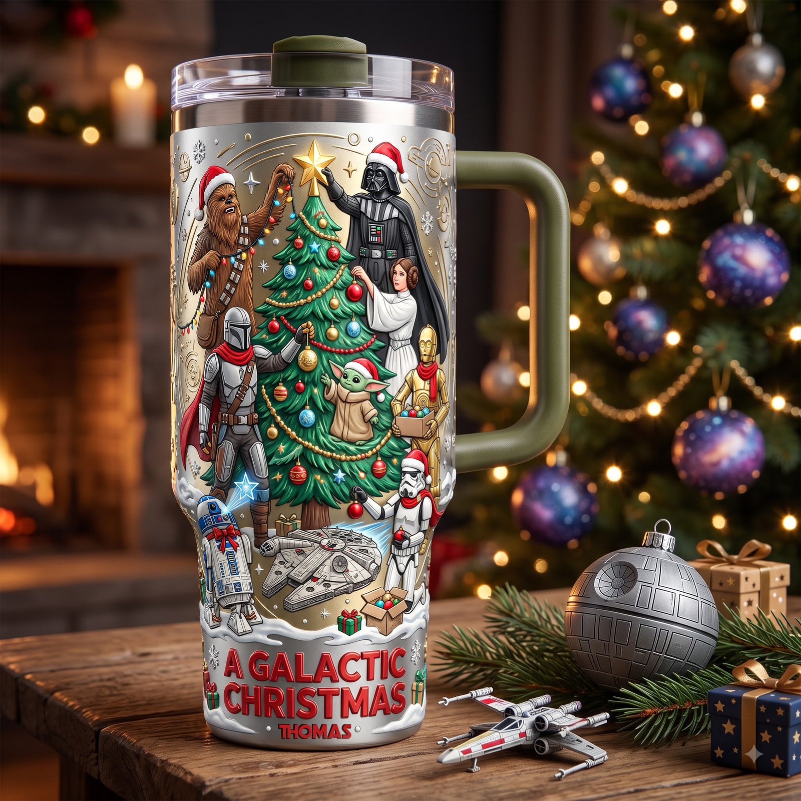 Warriors Precious Christmas Colorful 40oz Tumbler With Handle - Personalized Christmas Gifts 03tylu171026-Homacus