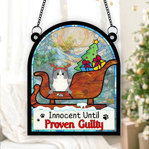 Personalized Gifts For Cat Lover Suncatcher Ornament 041hutn190724 Naughty Cat Christmas-Homacus