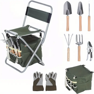 9-Piece Garden Tool Set with Stool & Detachable Tool Kit 13acxx161224-Homacus