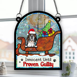 Personalized Gifts For Dog Lovers Suncatcher Ornament 042hutn190724 Naughty Dog Christmas-Homacus