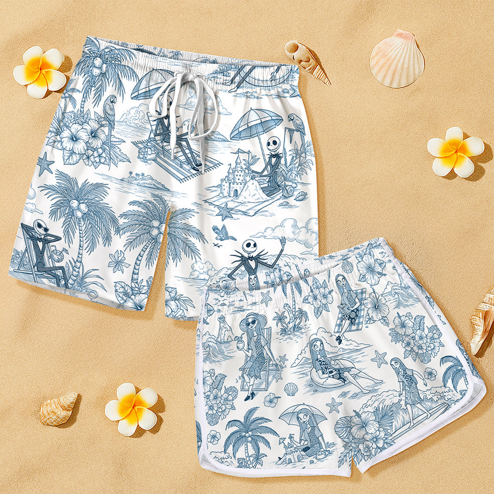 Spooky Couple Beach Shorts – Personalized Gifts For Couple 01pgqn140725-Homacus