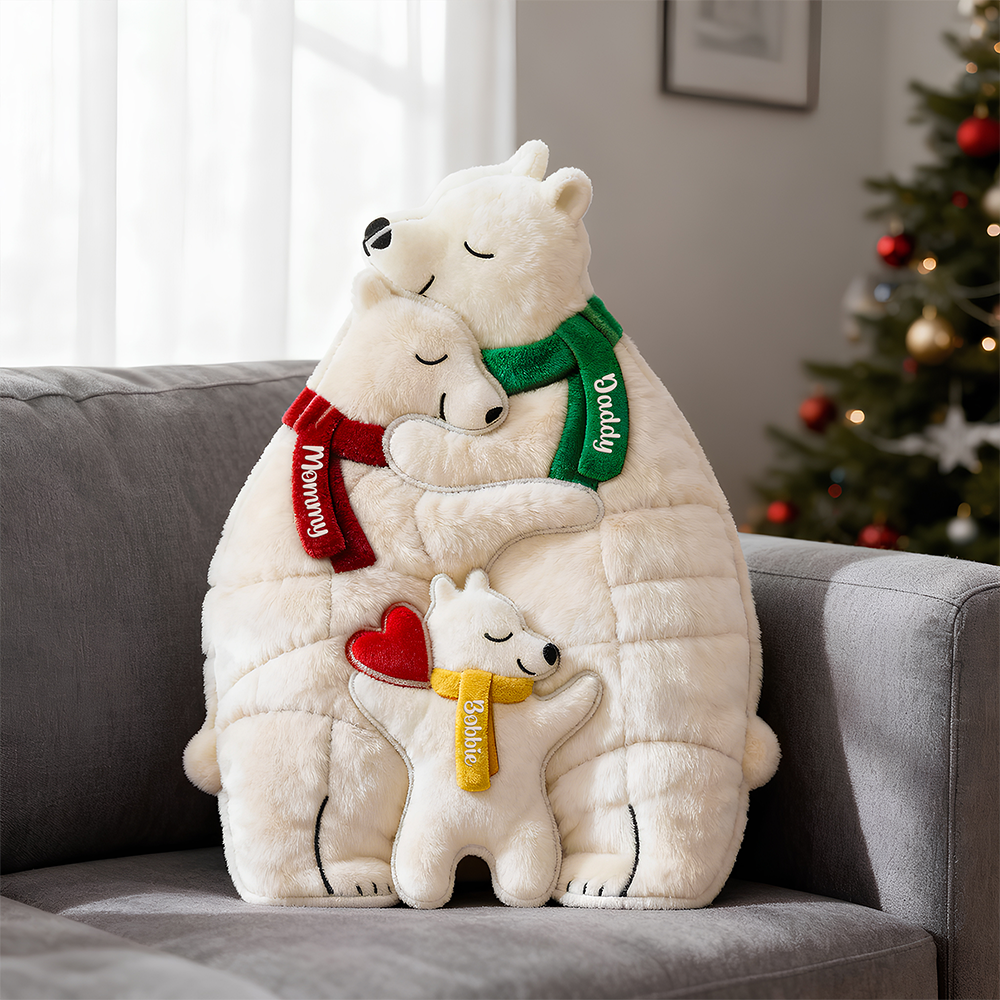 Ice Bear Family Hugging Pillow, Personalized Gifts For Family 03qhdt081125-Homacus