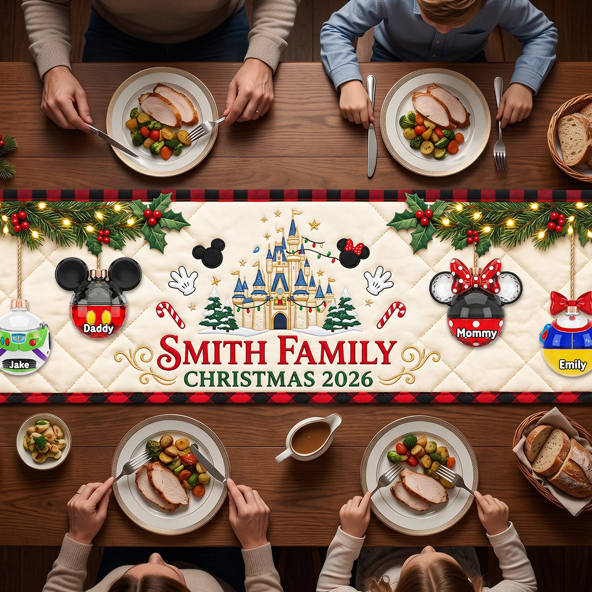 Christmas Family Bubble Quilted Table Runner - Personalized Gifts For Family 03nata260826-Homacus