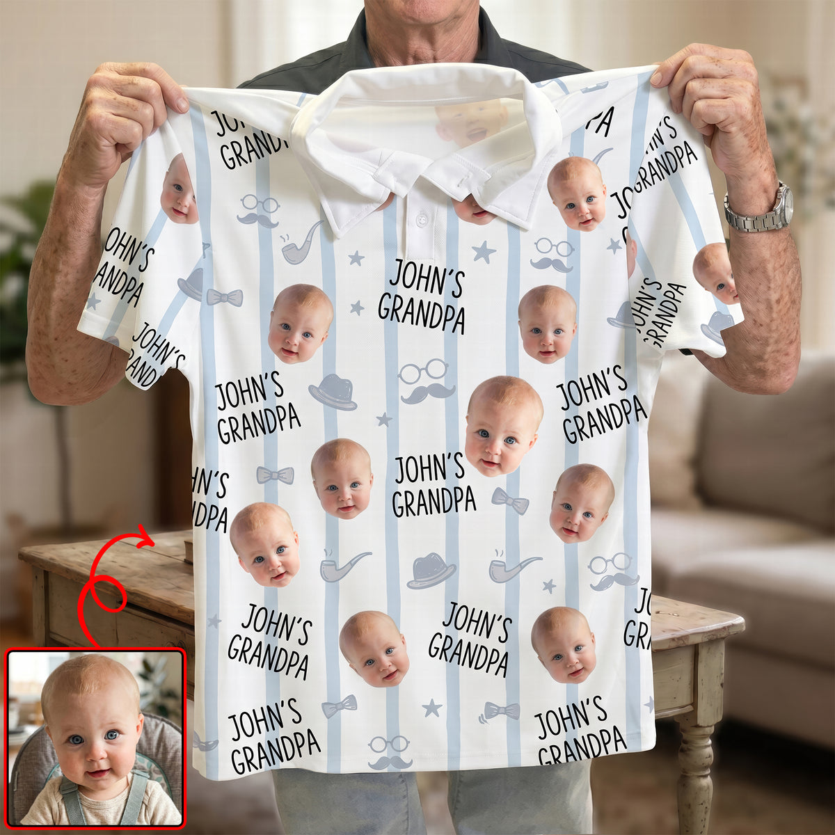 Custom Photo Adorable Baby Dad Polo Shirt, Personalized Gifts For Dad & Grandpa 04qhqn080526-Homacus