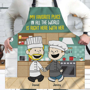 Personalized Gifts For Chef Couple Aprons 01xqtn130125hg My Favorite Place Is Right Here With You-Homacus