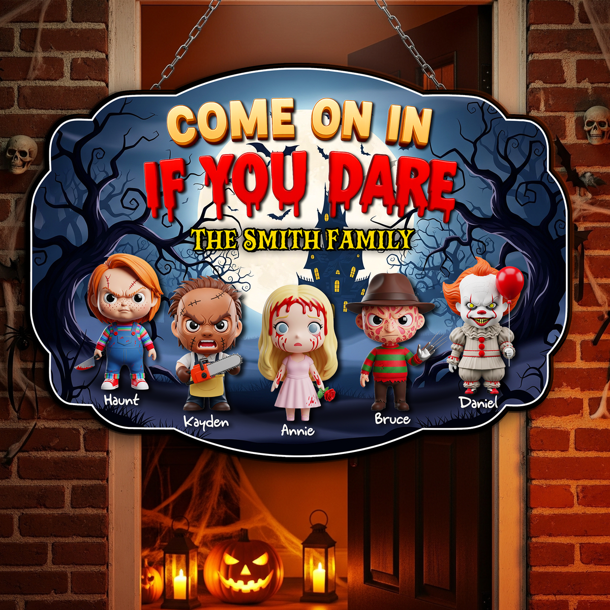 Haunted Family Wood Sign - Personalized Gifts For Family 01PGLU130825-Homacus