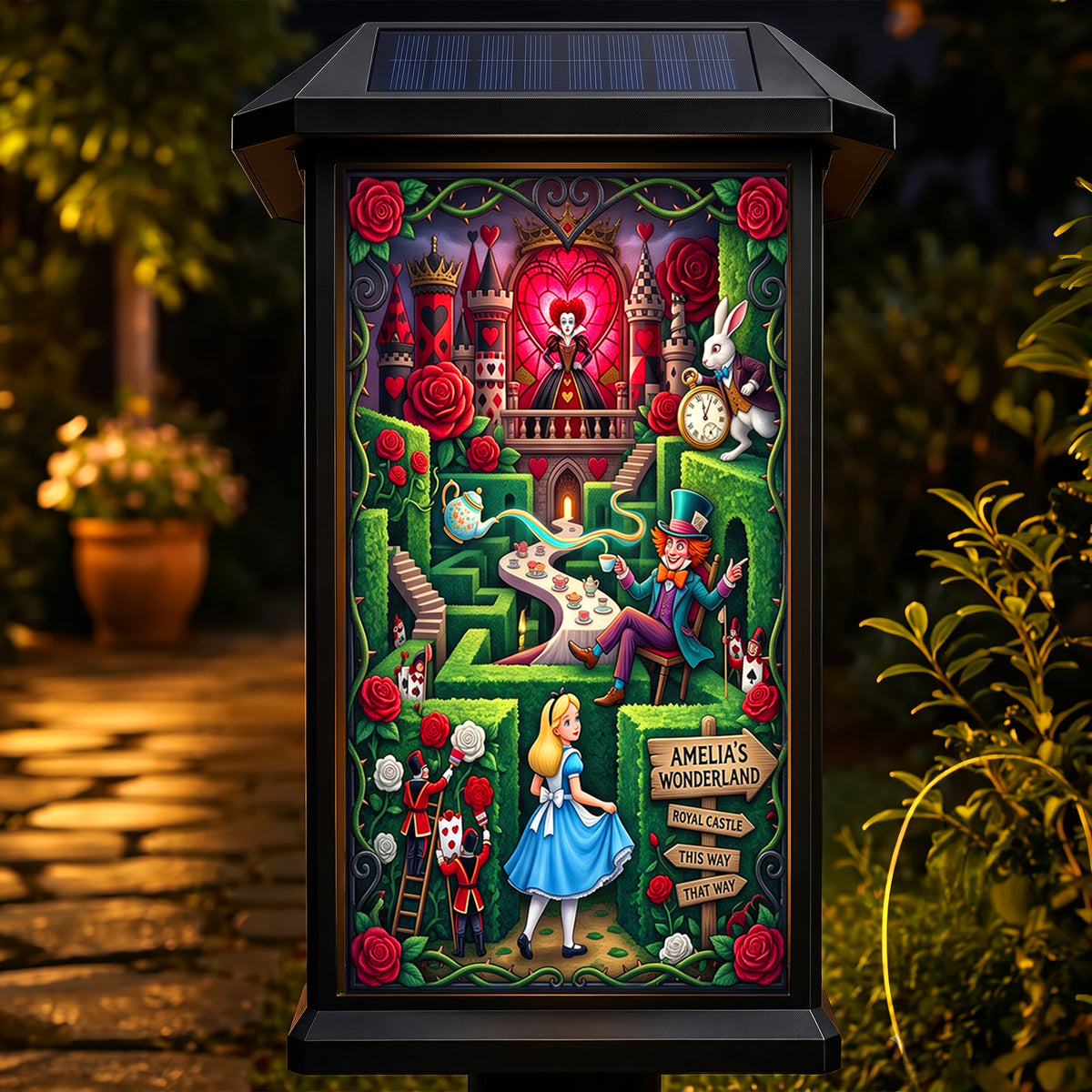 Midnight Tea Party Solar Power Garden Lamp - Personalized Halloween Gifts 01HAQN240826