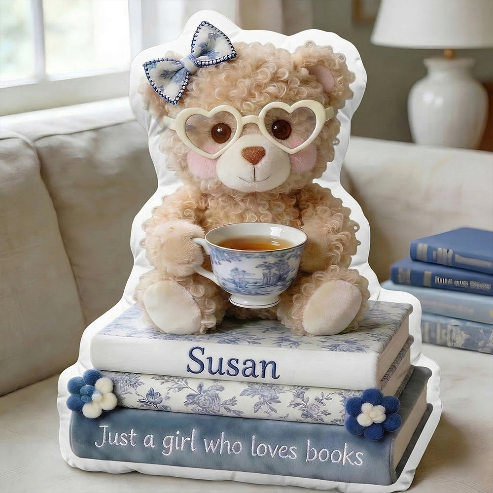 Book Girl Toile de Jouy Pillow Personalized Gifts For Book Lovers 05PGDT170326-Homacus