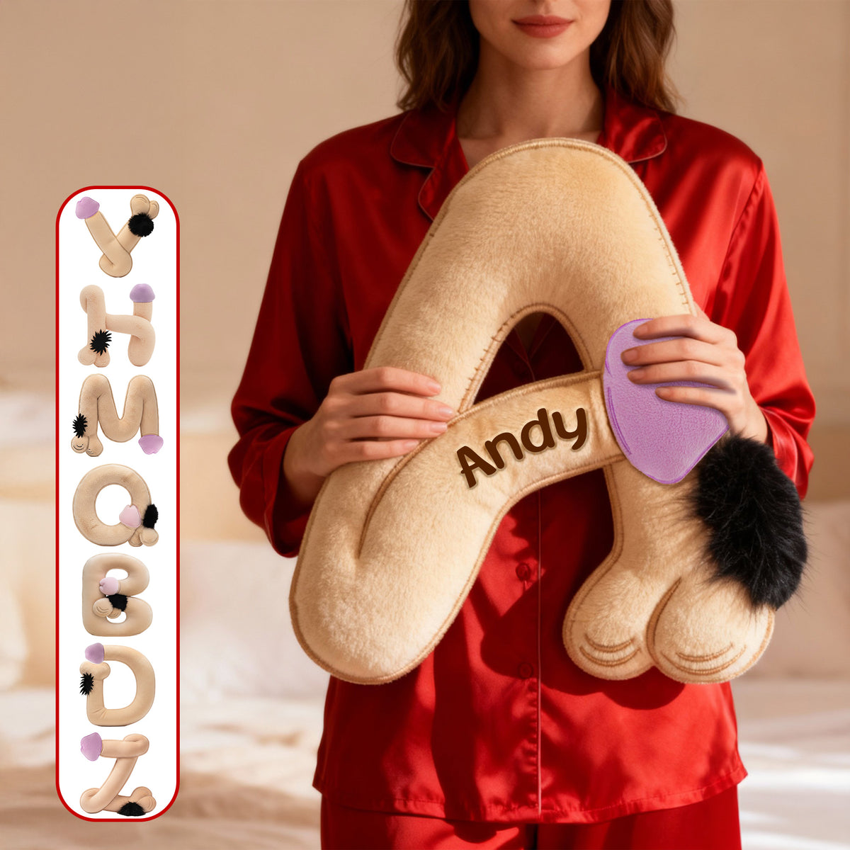 Naughty Initial Letter Custom Shaped Pillow - Personalized Gifts 01humg271225-Homacus