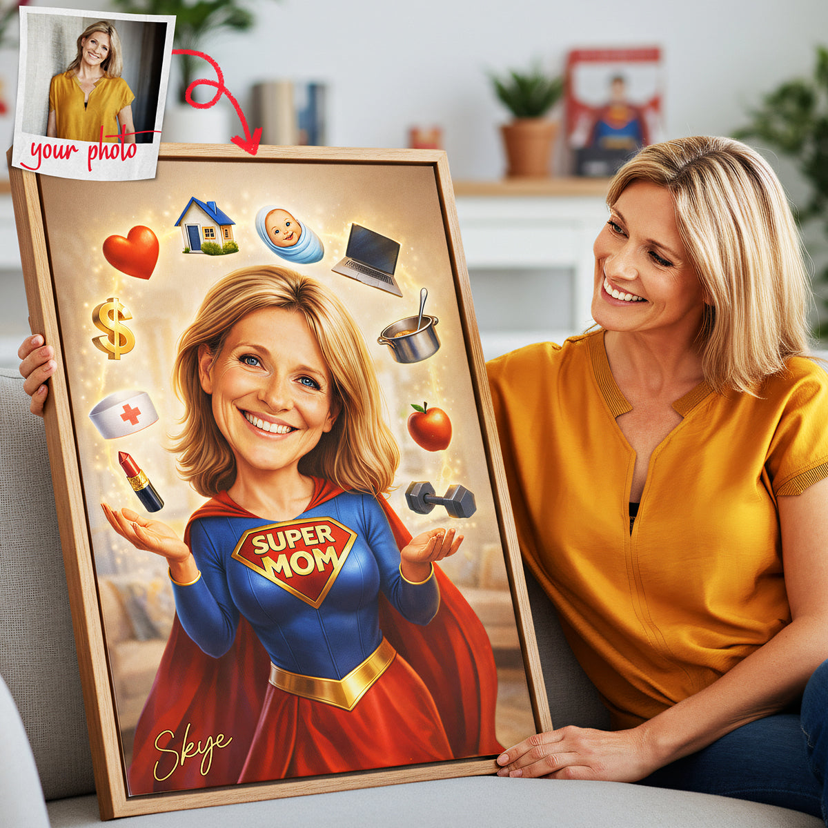 Powerful Mom Poster - Custom Photo Mom Portrait Gift for Mother’s Day Canvas Print 01HUTA250226-Homacus