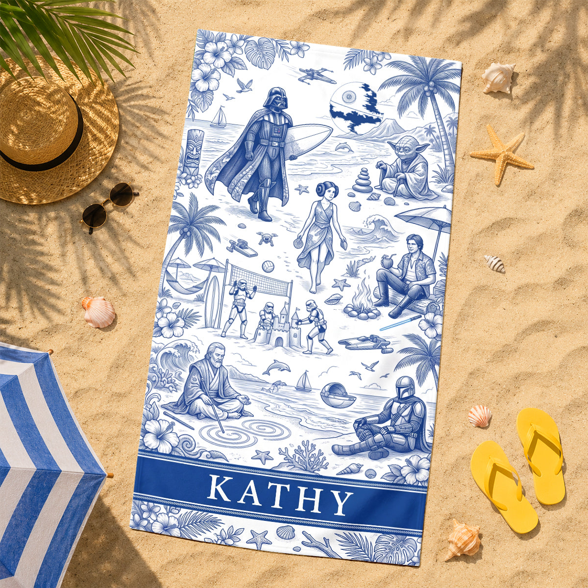 Outer Planet Toile De Jouy Beach Towel - Personalized Gifts 01qhdh200726-Homacus