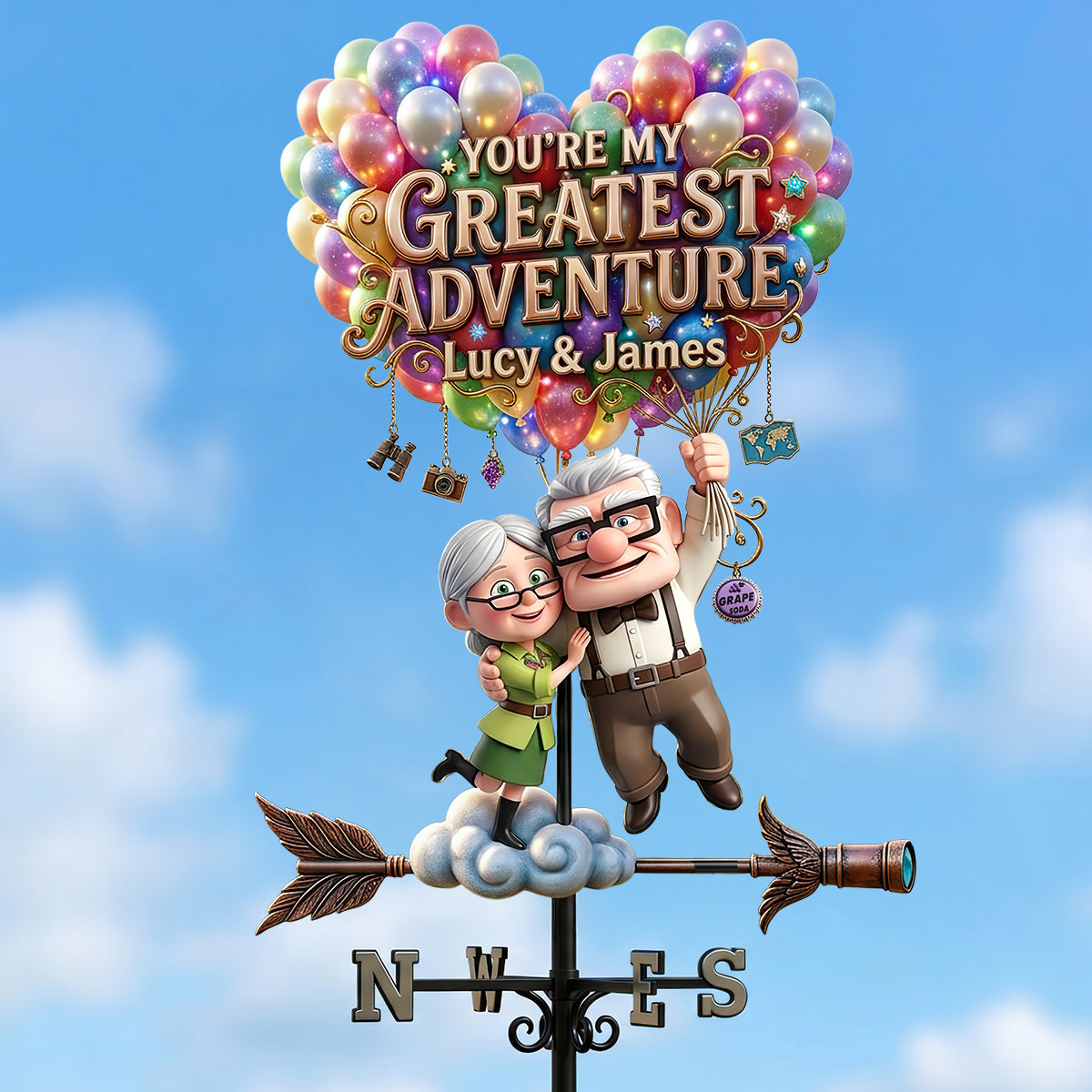 Flying Couple Metal Weather Vane - Personalized Gifts For Couple 02hudt180526-Homacus