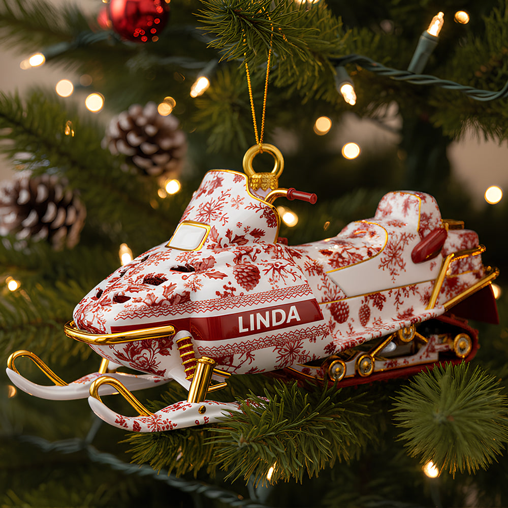 Snowmobile Toile de Jouy Ornament - Personalized Christmas Gifts 01PGDT151025-Homacus