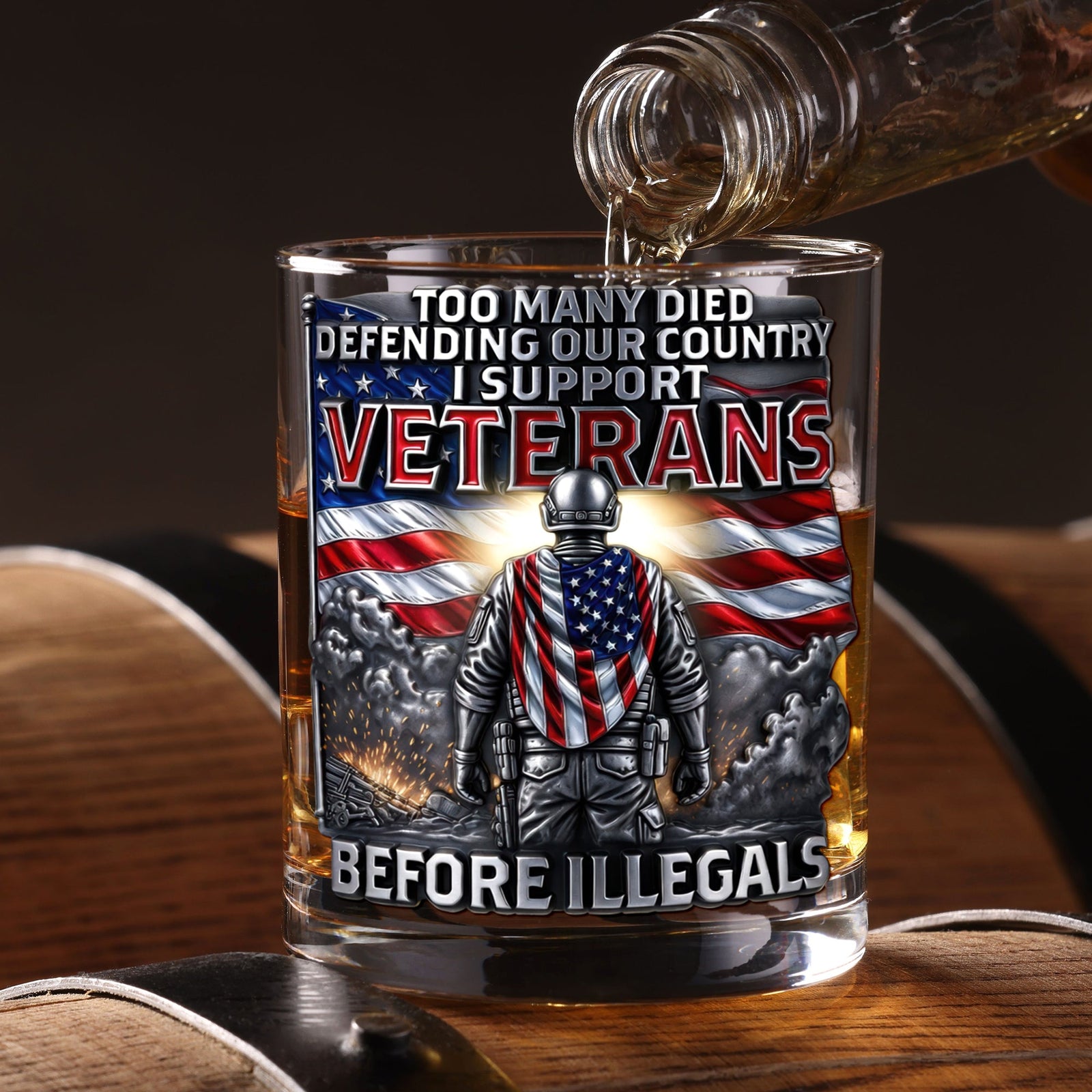 Veteran Pride Round Glass - Personalized Gifts For Veterans 03OHQN050326-Homacus