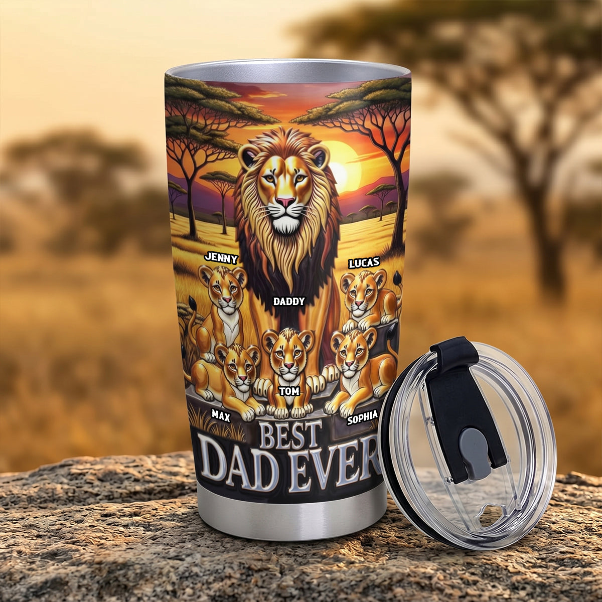Lion Dad And Kid 20oz Tumbler - Personalized Gifts For Father's Day Tumbler 04TOTN050526-Homacus