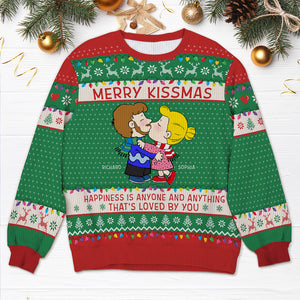 Personalized Gifts For Couple Ugly Sweater, Cartoon Couple Kissing 02TGQN151024HG-Homacus