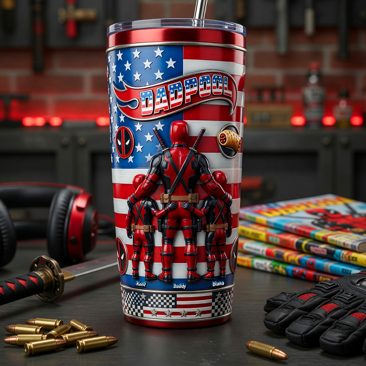 Funny Fighter Dad And Kids - Celebrating USA 250th Anniversary Tumbler - Personalized Gifts For Dads 03tyqn300426-Homacus