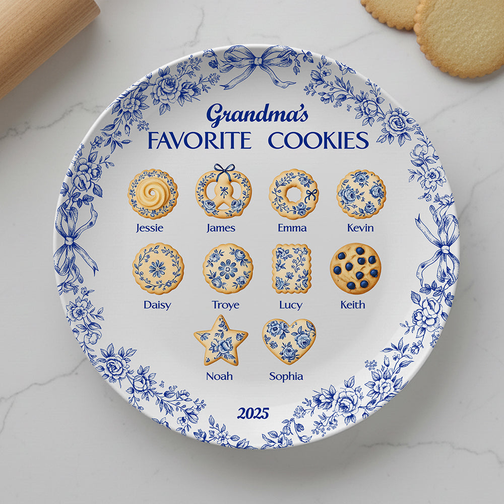 Grandma's Cookies - Personalized For Grandma - Toile de Jouy Ceramic Round Plate 03pgta031025-Homacus