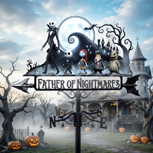 Spooky Father and Kids Metal Weather Vane - Personalized Gifts For Dad 01nalu140526-Homacus