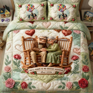 Happy Grow Old Couple Quilt Bed Set - Personalized Gifts For Couple 01QHLU281125-Homacus