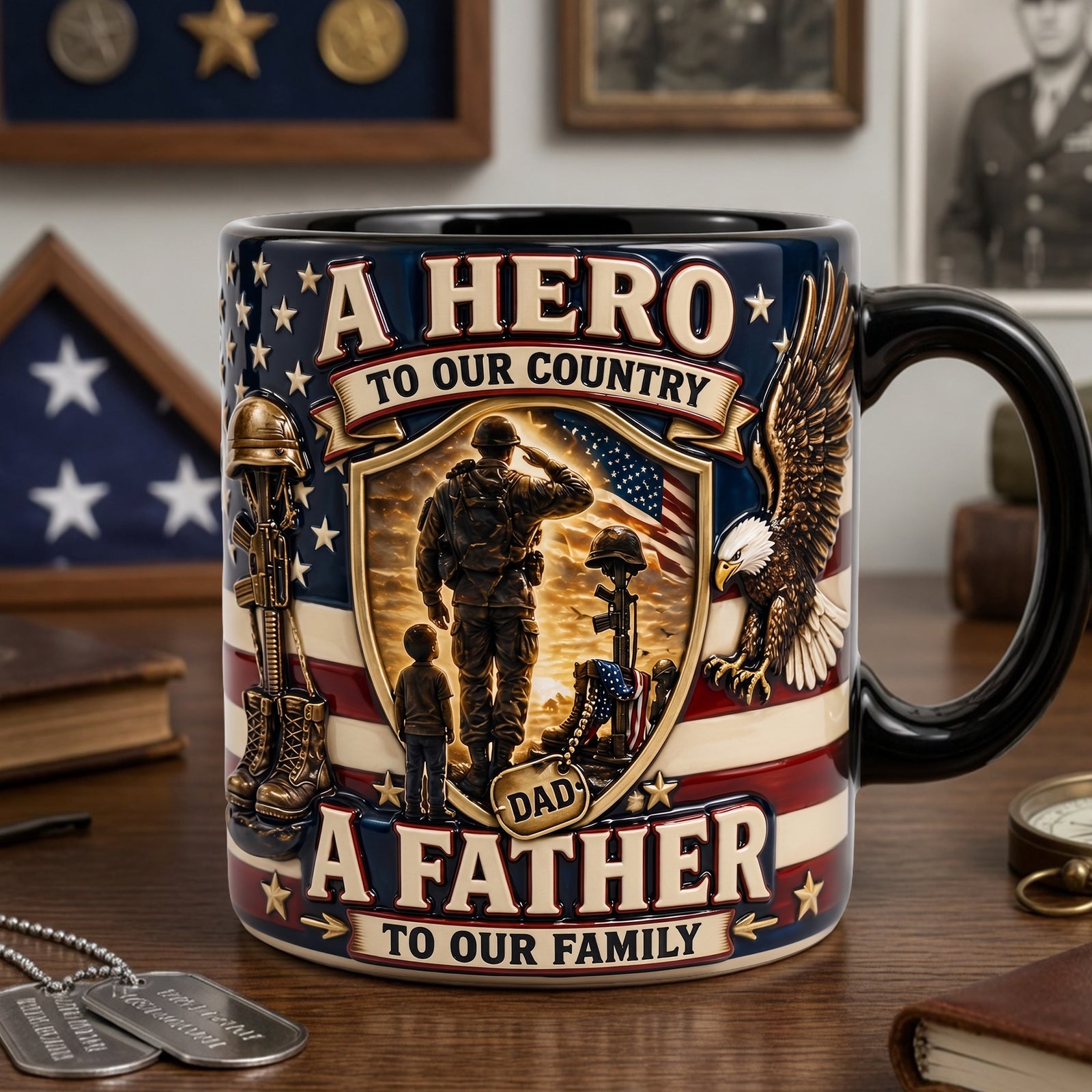Proud Veteran Dad Black Mug - Gifts For Dads 01palu050526-Homacus