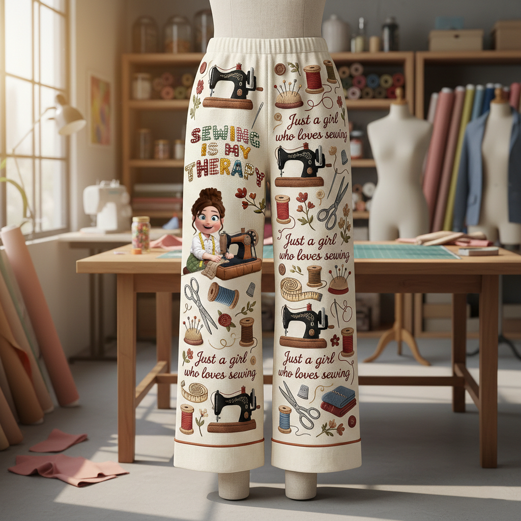 Sewing Is A Therapy Pajama Pants - Personalized Gift For Sewers 03PALU140126-Homacus