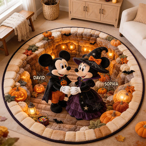 Spooky Little Mouse Round Mat - Personalized Halloween Gifts For Couple 02pgdt290826-Homacus