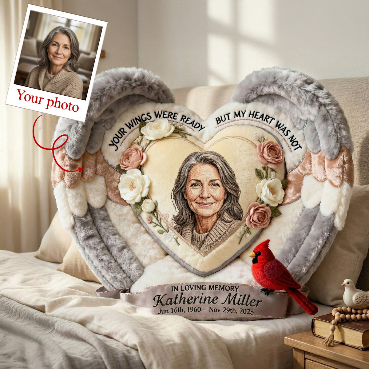 Custom Photo Heaven In Heart Shaped Pillow, Personalized Keepsake To Remember Loved One 02qhmg191225-Homacus