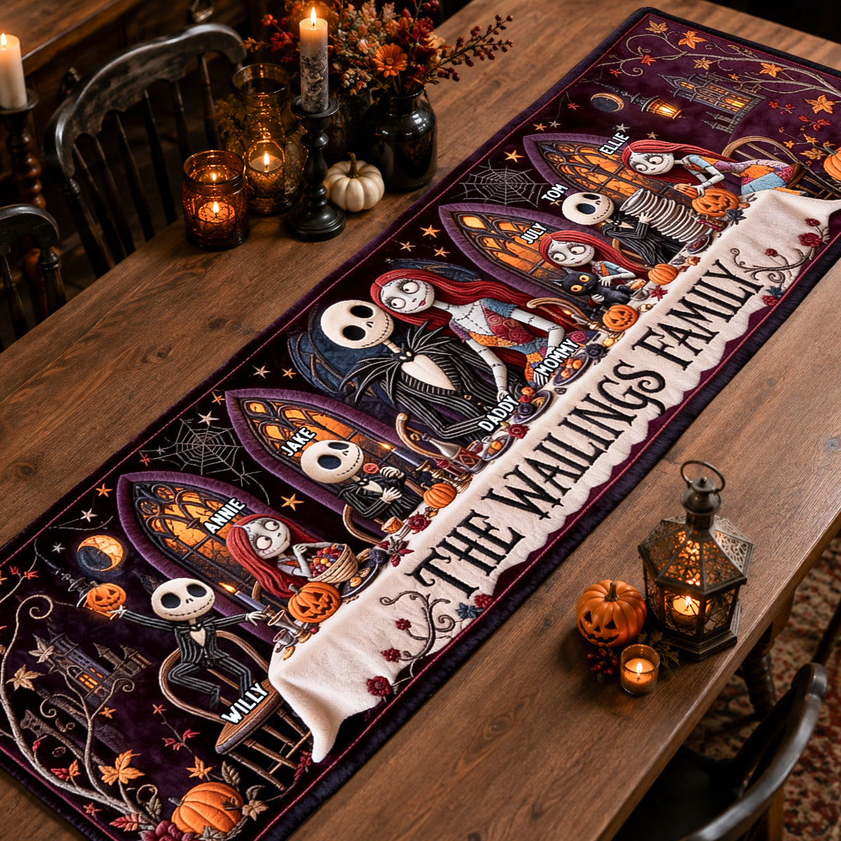 Mystical Spooky Family Quilted Table Runner - Personalized Halloween Gifts For Family 02padh130826-Homacus