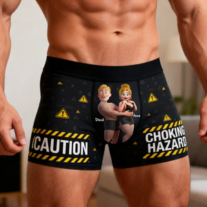 Couple Fun Caution Men Boxer - Personalized Gift For Him 04QHLU160126-Homacus