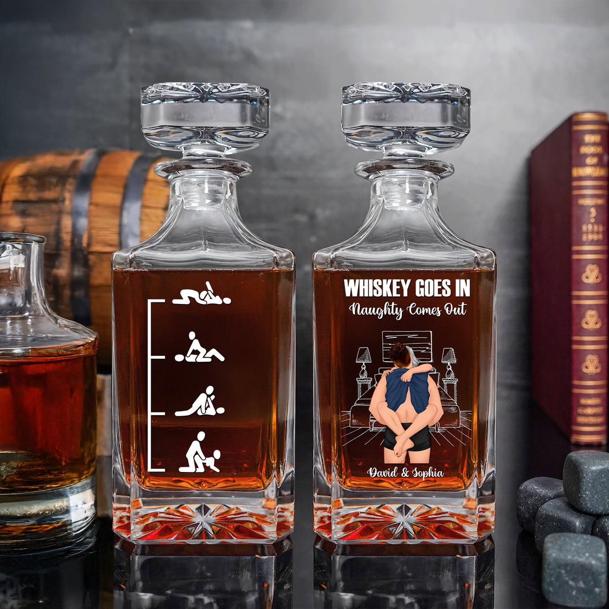 Funny Couple Whiskey Bottle - Personalized Gift For Couple 02TOTN070525HG-Homacus