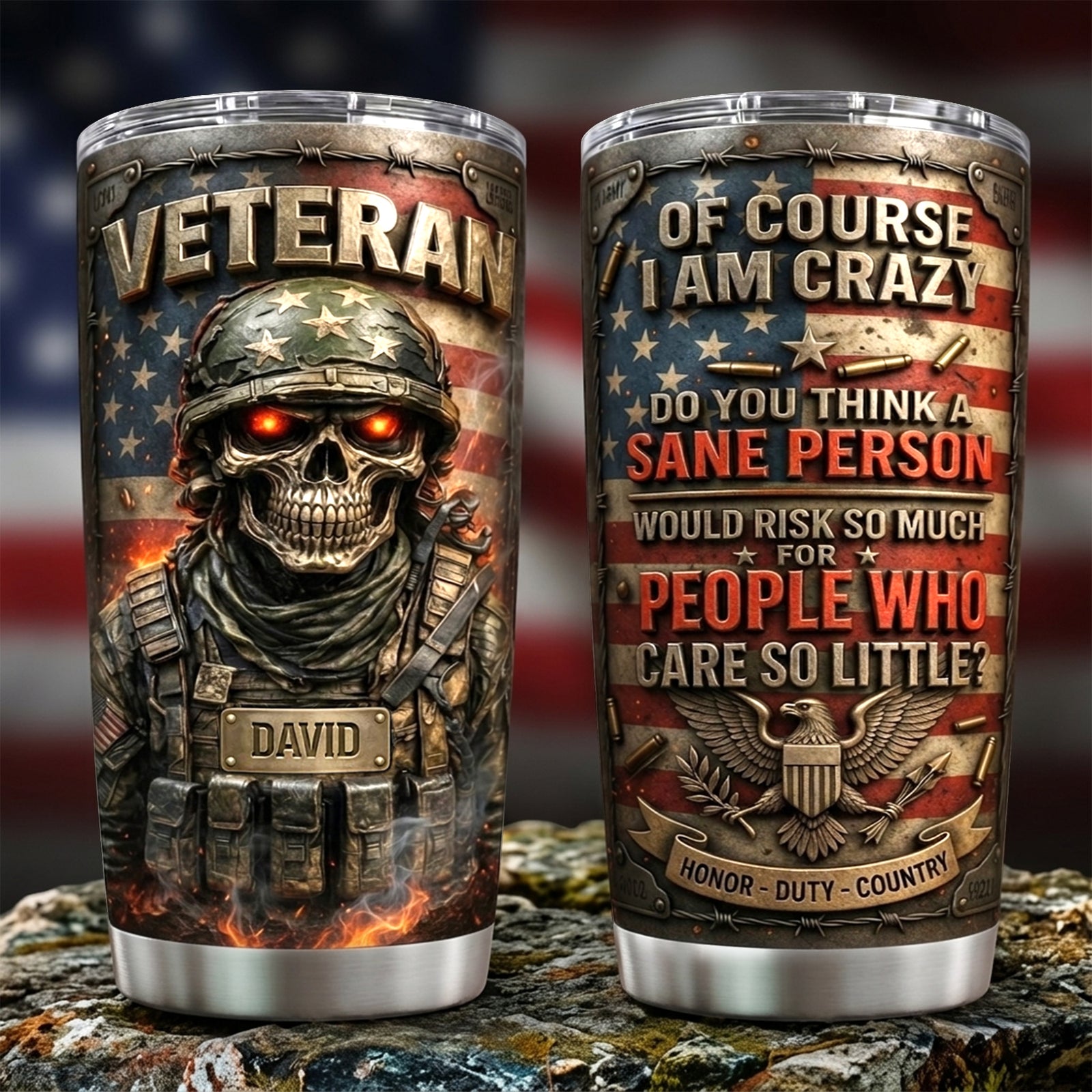 Fire Skull Veteran Tumbler Personalized Gifts For Veteran 04TYLU070426-Homacus
