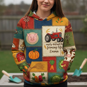 Rustic Patchwork Farm Hoodie - Personalized Gifts For Farmer 03KITA211125-Homacus