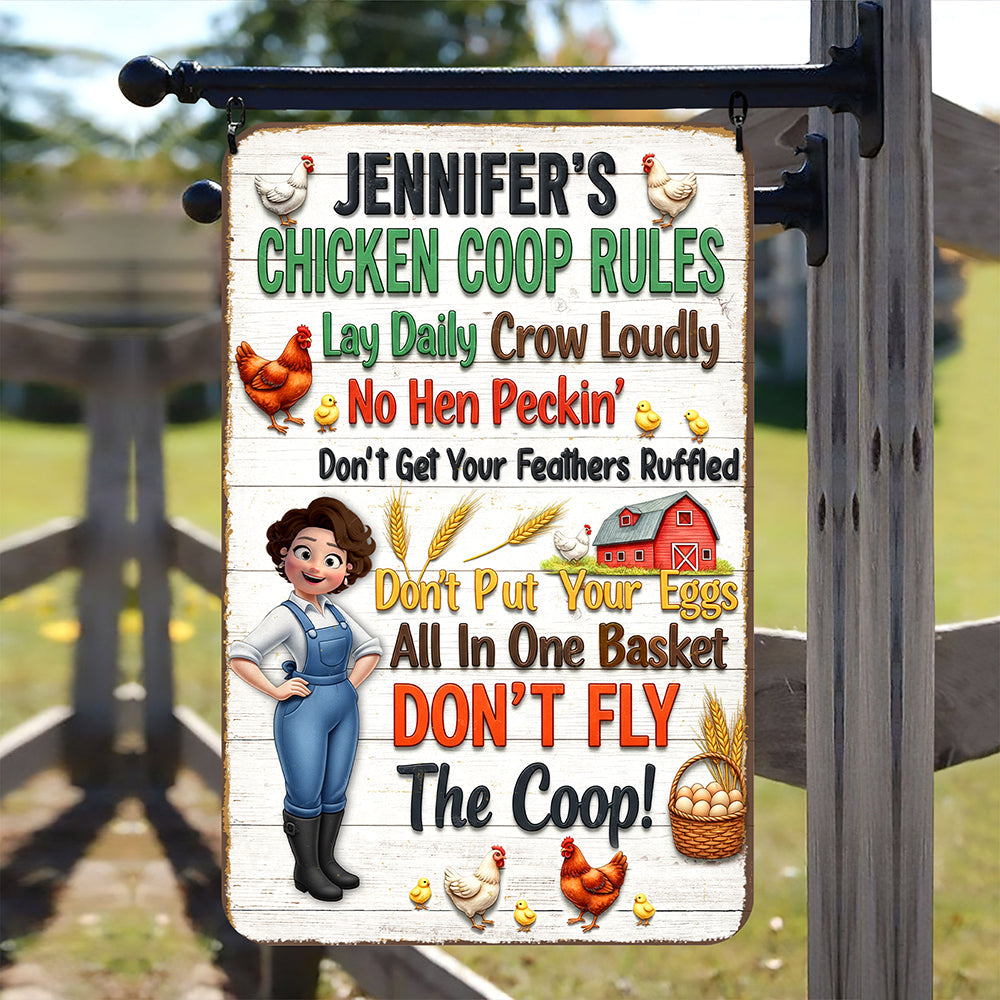 Chicken Coop Rules Metal Sign – Personalized Gifts For Farm Girls 02naqn241125-Homacus
