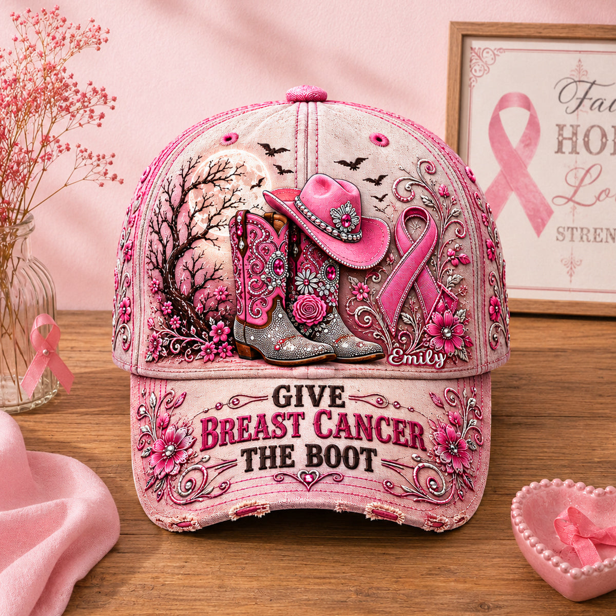 Cowgirl Breast Cancer Personalized Classic Cap 03NADH240826