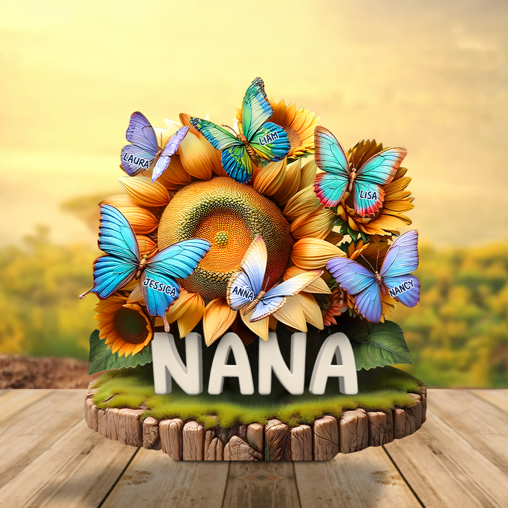 Butterfly Kids On Sunflowers Acrylic Plaque - Personalized Gifts For Mom 01QHPU010425-Homacus