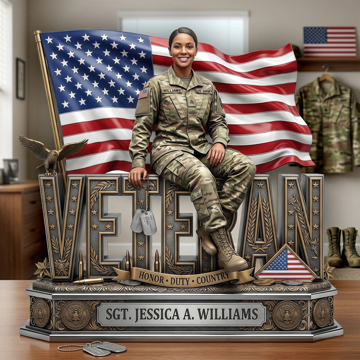Proud Veteran Custom Photo Acrylic Plaque Tribute 03TYLU060426-Homacus
