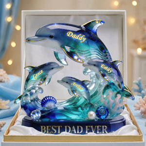 Best Dad Ever Dolphin Family Acrylic Plaque - Personalized Gifts For Dad 04pgdh060526-Homacus