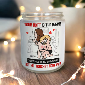 Personalized Gifts For Couple Scented Candle, Funny Couple Touching Butt-Homacus