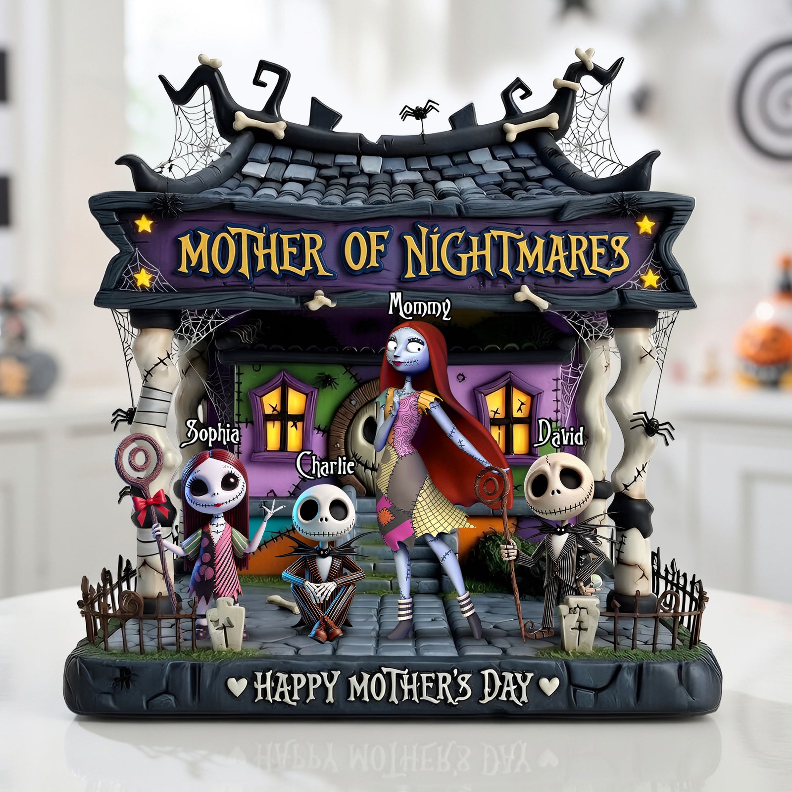 Spooky Mom And Kids Acrylic Plaque - Personalized Gifts For Mother's Day Plaque 01OHLU150426-Homacus