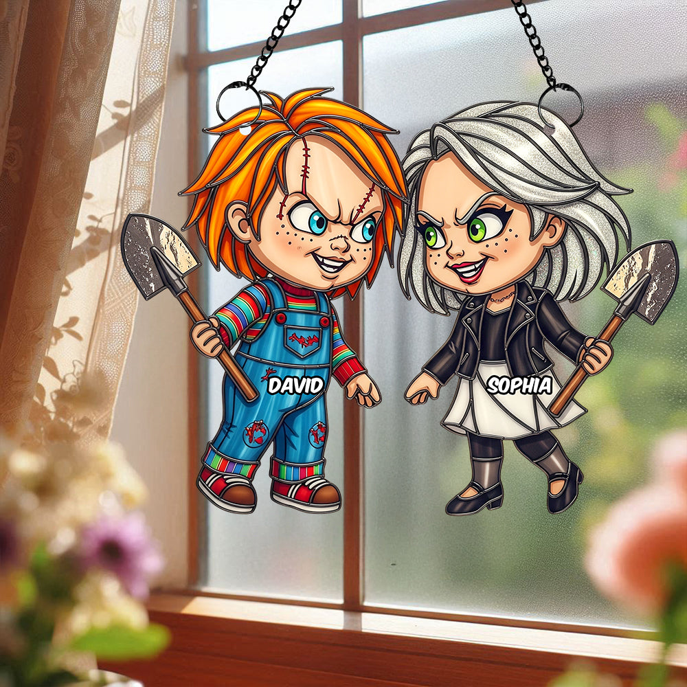 Villain Couple Suncatcher Ornament, Personalized Gifts For Horror Couple 02PGDT090825-Homacus
