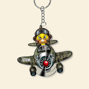 Gift For Fighter Pilot, Personalized Keychain, Duck Keychain 03hupo080723-Homacus